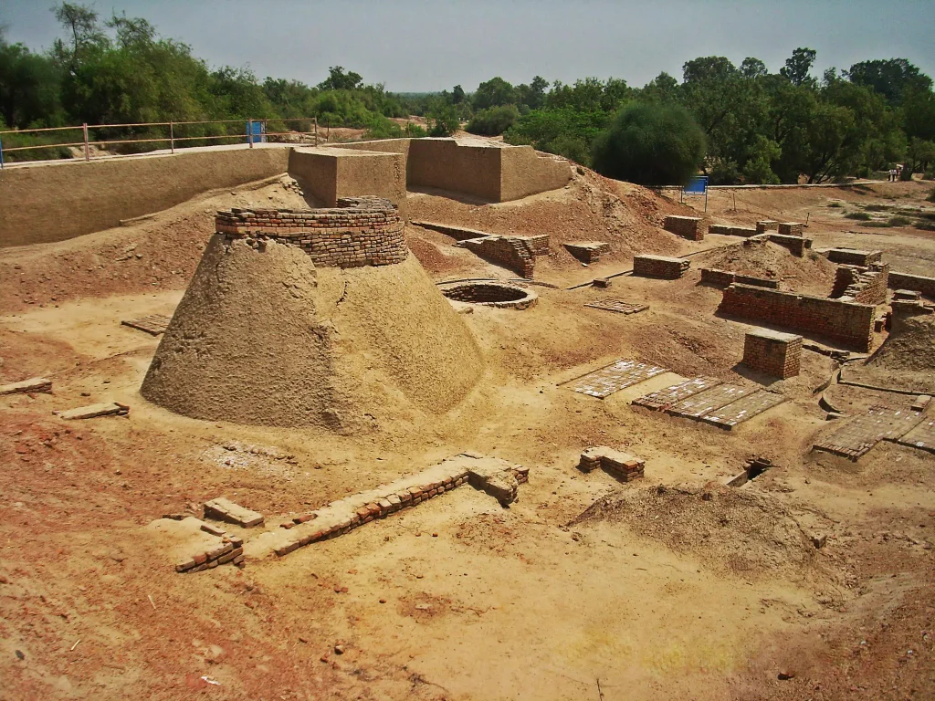 Archaeological ruins of the Indus Valley Civilization showing ancient brick structures