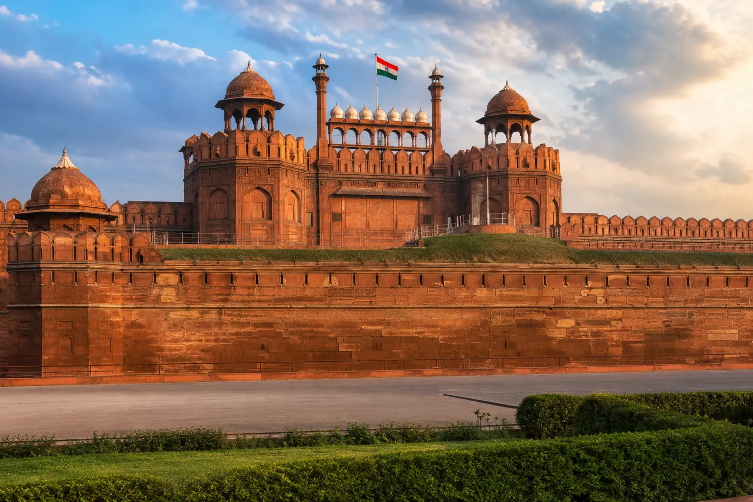 Red Fort and Indian National Flag in Delhi